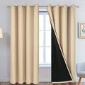 Yakamok Beige 100% Blackout Curtains, Thermal Insulated Total Blackout Drapes by Yakamok