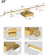 Rayogale 8000mAh Battery Operated Wall Sconce, 3000K/4500K/6000K Dimmable Gold - Image 7