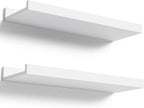 Boswillon Floating Shelves Wall Mounted Set of 2, Modern White Shelves by Boswillon