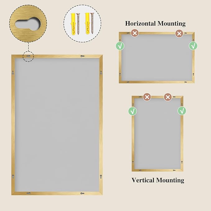 Koonmi Gold Mirrors for Wall, 30x36 Inch Bathroom Mirror, Rectangular Wall - Image 8
