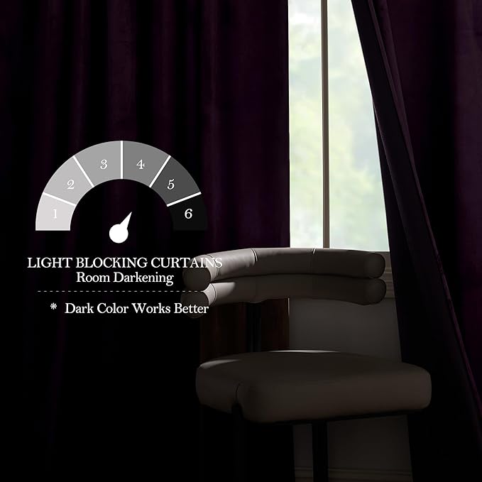 NICETOWN Blackout Purple Gothic Velvet Curtains 96 inch Long, Dark Purple - Image 3