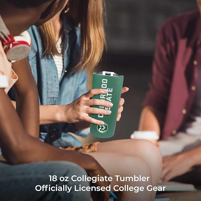 Campus Colors NCAA Stainless Steel Tumbler perfect for Gameday - 18 oz - Double Walled - Keeps Drinks Perfectly Insulated (Colorado State Rams - Green)