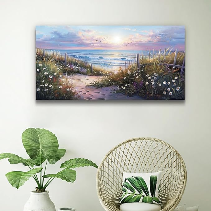 hyidecorart Canvas Wall Art For Living Room Wall DecorFor Bedroom Flower Beach - Image 5