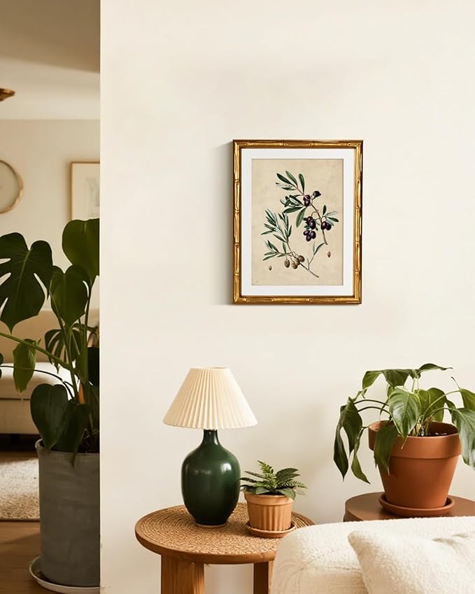 InSimSea Gold Bamboo Framed Canvas Wall Art, Vintage Olives Botanical Prints - Image 6
