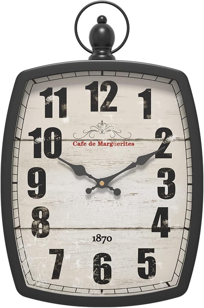 Menterry Large Retro Rectangle Wall Clock, Battery Operated Silent Decor Wall by Menterry