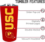 Campus Colors NCAA Stainless Steel Tumbler perfect for Gameday - 18 oz - Double Walled - Keeps Drinks Perfectly Insulated (USC Trojans - Cardinal)