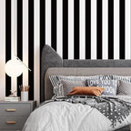 Jeweluck Black and White Wallpaper Peel and Stick Wall Paper 17.7”x118.1” Black - Image 9