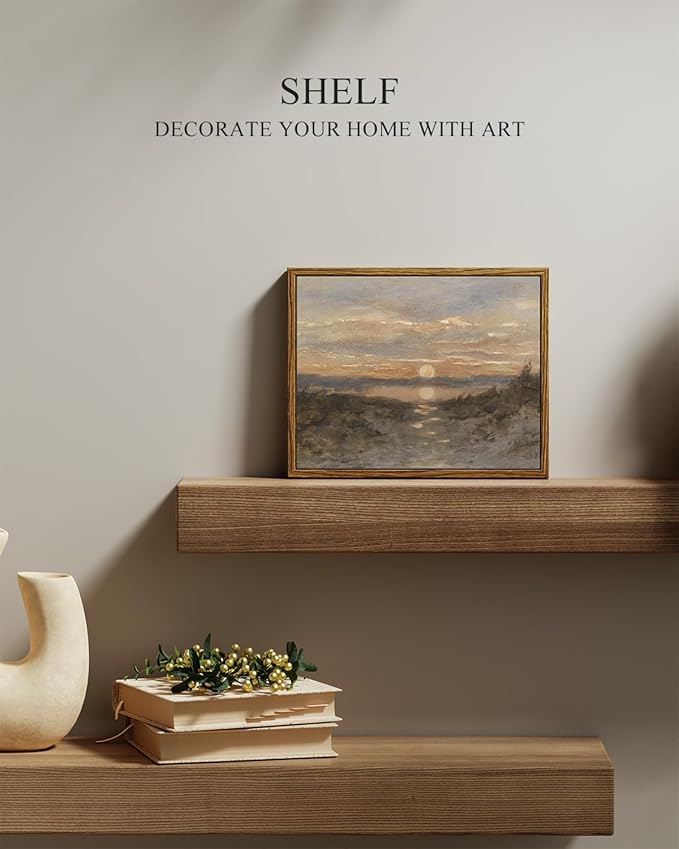 InSimSea Framed Canvas Wall Art, Vintage Coastal Landscape Painting, Rustic - Image 2
