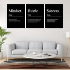 Black Motivational Mindset Wall Decor Canvas Wall Art Hustle Posters Prints - Image 5