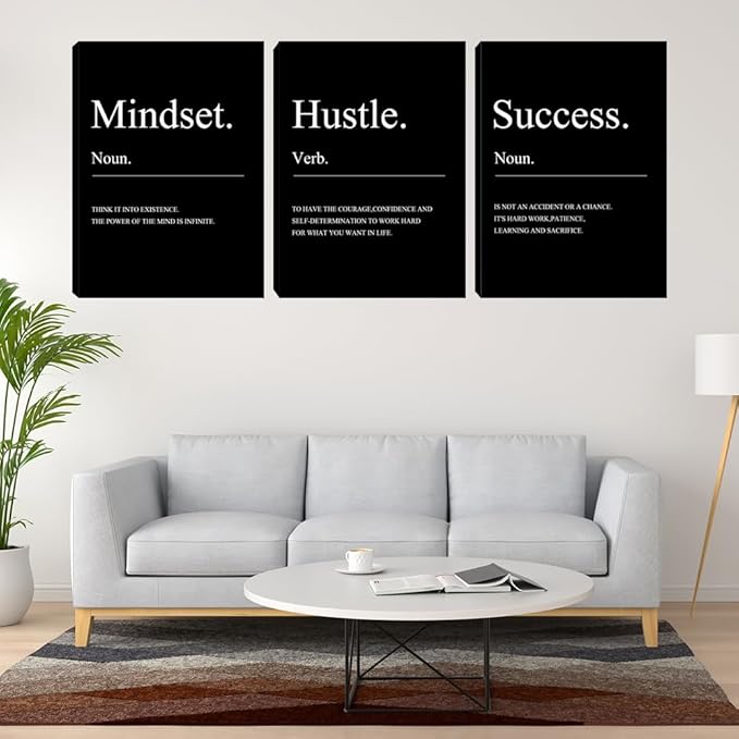 Large Motivational Office Wall Decor Mindset Canvas Wall Art Hustle Posters - Image 4