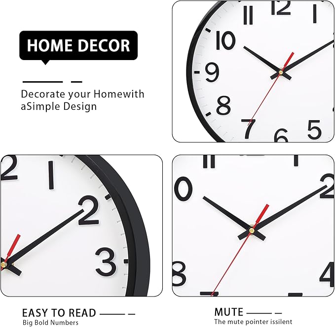 Wall Clocks Battery Operated 8 inch Modern Wall Clock, Silent Non Ticking Wall - Image 3