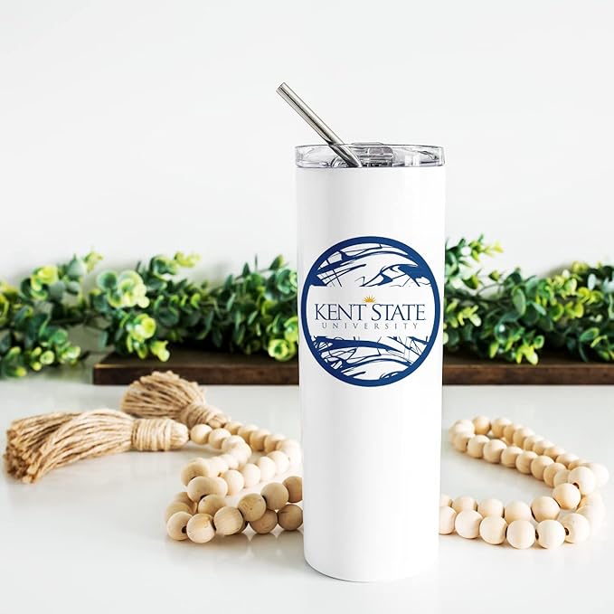 Kent State University Skinny Tumbler, Water Tumbler, Stainless Steel Tumbler, Tumbler Cup, Tumbler with Straw and Lid, Double Wall, Stainless Tumbler (Kent State University #16)