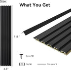 8-Pack WPC Wall Panels 118’’ x 6.3’’ 3D Slat Wall Panel Acoustic Wall Paneling - Image 2