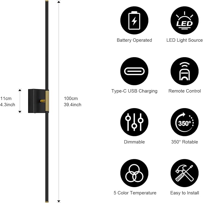 Battery Operated Wall Sconce Set of Two - Image 4