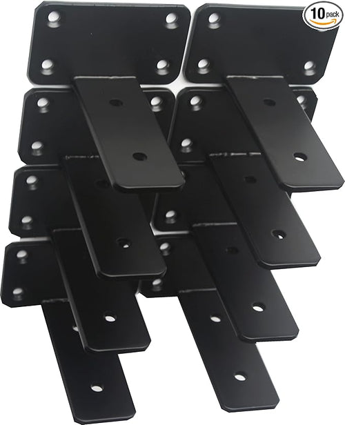 10 Pack - 4 inch Black Hidden L Shelf Bracket Iron Floating Shelf Brackets by MHMYDZ