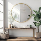 Oruii Gold Round Mirror, Circle Wall Mirrors Metal Frame, Brass Circular Mirrors - Image 4