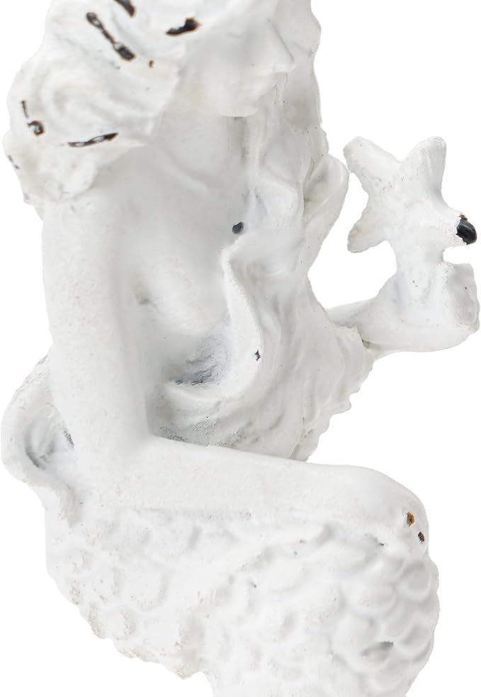 SOFFEE DESIGN 2pcs White Mermaid Shape Metal Coat Hooks, Playful 3D Mermaid - Image 6