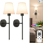 NIORSUN 19.9 inch Battery Operated Wall Sconce Set of 2, 10 Colors Wireless by NIORSUN