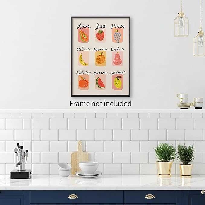 jkahh Trendy Fruit of The Spirit Wall Art Christian Bible Verse Posters Vintage - Image 5