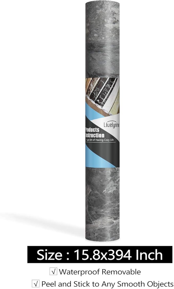 Livelynine 15.8X197 Gray Marble Contact Paper Peel and Stick Countertops - Image 8