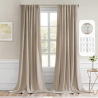 MIULEE Taupe Back Tab Blackout Curtains 120 Inch Long 2 Panels Set by MIULEE