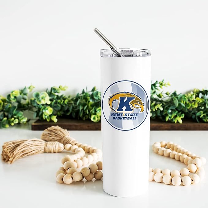 Kent State University Skinny Tumbler, Water Tumbler, Stainless Steel Tumbler, Tumbler Cup, Tumbler with Straw and Lid, Double Wall, Stainless Tumbler (Kent State University #9)