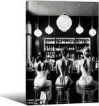 Vintage Black and White Framed Wall Art Trendy Women Drink Cocktail Posters by FuSatisYilife