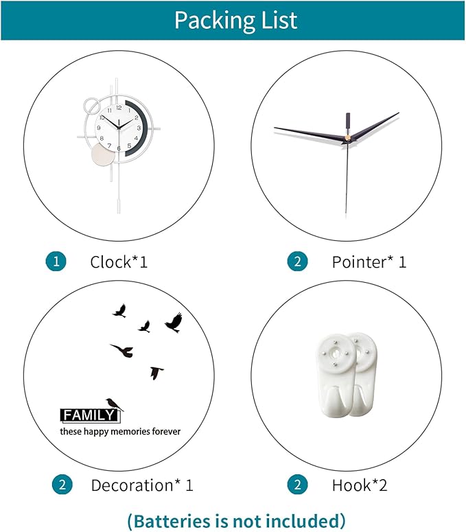 Decorative Wall Clock Silent Battery Operated Large Modern Wall Clock - Image 7