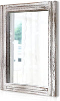 AAZZKANG Rustic Wall Mirror Rectangle Wood Framed Mirrors Large 20"x16" by AAZZKANG