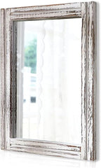 AAZZKANG Rustic Wall Mirror Rectangle Wood Framed Mirrors Large 20"x16" by AAZZKANG