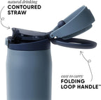 Simple Modern Mesa Loop Water Bottle with Covered Straw and Handle | 24oz Cup Holder Friendly Insulated Stainless Steel Bottles for Travel, Sports and School | Deep Dune