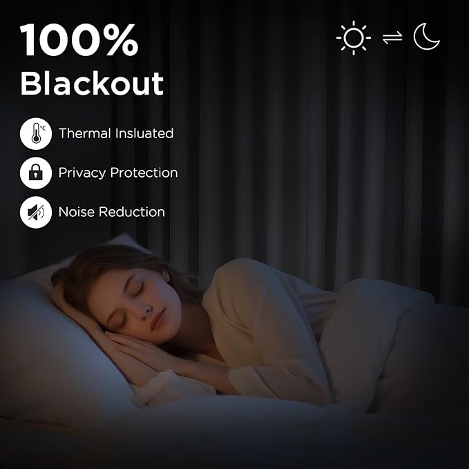 CUCRAF Grayish White Blackout Curtains 108 inch Length 2 Panels Set, Rod Pocket - Image 2