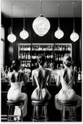 Vintage Black and White Canvas Wall Art Trendy Women Drink Cocktail Posters by FuSatisYilife