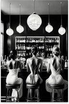 Vintage Black and White Canvas Wall Art Trendy Women Drink Cocktail Posters by FuSatisYilife