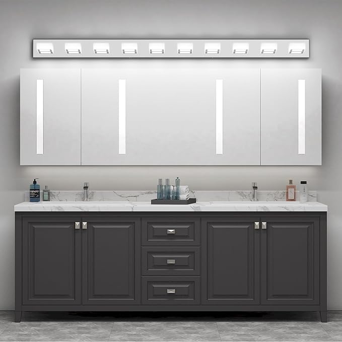 Ralbay 66inch Chrome Bathroom Vanity Lights Stainless Steel Acrylic LED Modern - Image 6