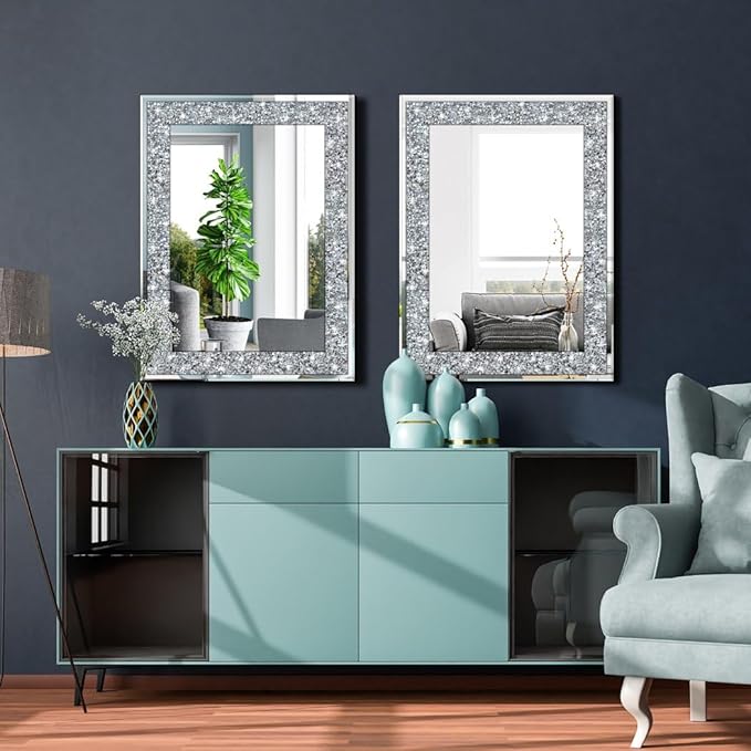 QMDECOR Crystal Crush Diamond Rectangle Silver Mirror - Image 6