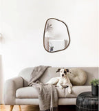 Asymmetrical Accent Mirror for Wall Irregular Oval Wood Frame Modern Unique - Image 3