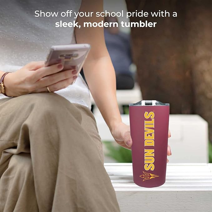 Campus Colors NCAA Stainless Steel Tumbler perfect for Gameday - 18 oz - Double Walled - Keeps Drinks Perfectly Insulated (Arizona State Sun Devils - Maroon)
