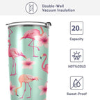 xigua 20oz Tumbler with Lid and Straw, Stainless Steel Vacuum Insulated Water Coffee Tumbler Cup, Beautiful Pink Flamingo Travel Mug Thermal Cup for Hot and Cold Drinks
