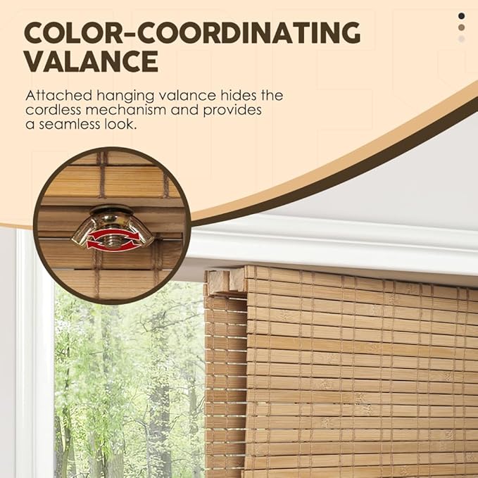 Cordless Bamboo Roman Shades, Light Filtering Bamboo Shades Blinds Window - Image 5