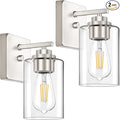 Set of 2 Wall Sconces for Bathroom, Brushed Nickel Vanity Light Fixtures by WelcometoVerRon
