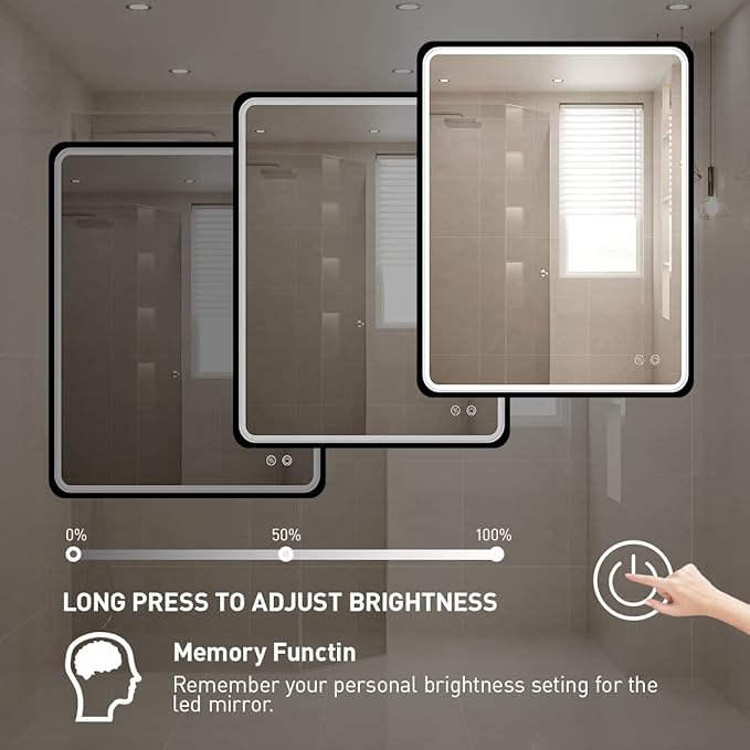 30X36 Inch LED Mirror for Bathroom, Large Wall Mounted Makeup Mirror, Dimmable - Image 5