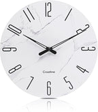 Crosstime Wall Clock White Marble Theme Modern Decorative Waterproof Glass Clock by CrosstimeWallClockPracticalElegant