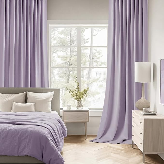 MIULEE Lilac Back Tab Blackout Curtains 120 Inch Long 2 Panels Set - Image 2