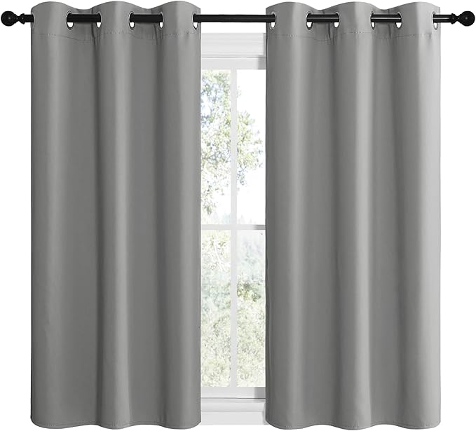 NICETOWN Silver Grey Thermal Insulated Grommet Blackout Curtains, Kids Window - Image 2
