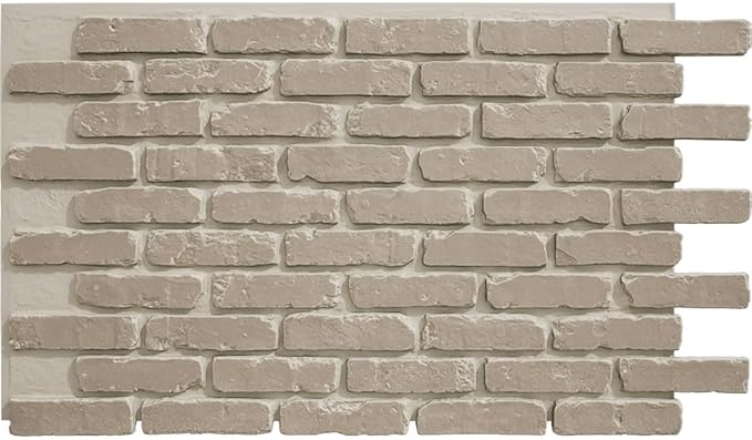 EverStone Aged Brick Faux Brick Panel, 46 7/8"W x 27"H x 1 1/4"D, Antique Pearl by EkenaMillwork