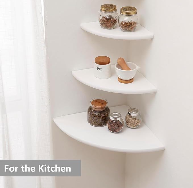 Corner Shelf, Solid Oak Wood Floating Corner Shelf Wall Mount Round End - Image 3