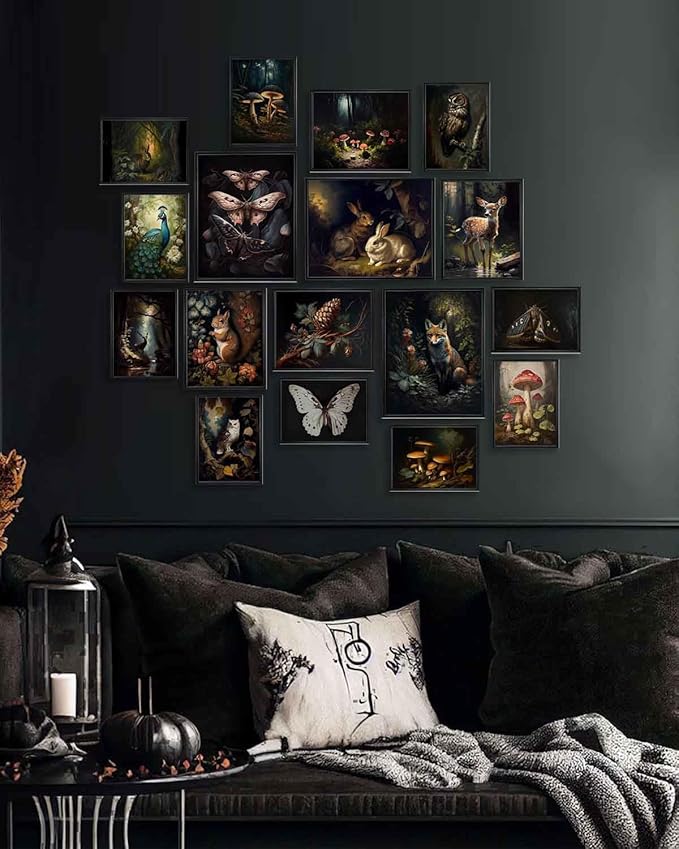 KBKBART Dark Cottagecore Room Decor Aesthetic Set of 17, Cottage Core Wall Decor - Image 5