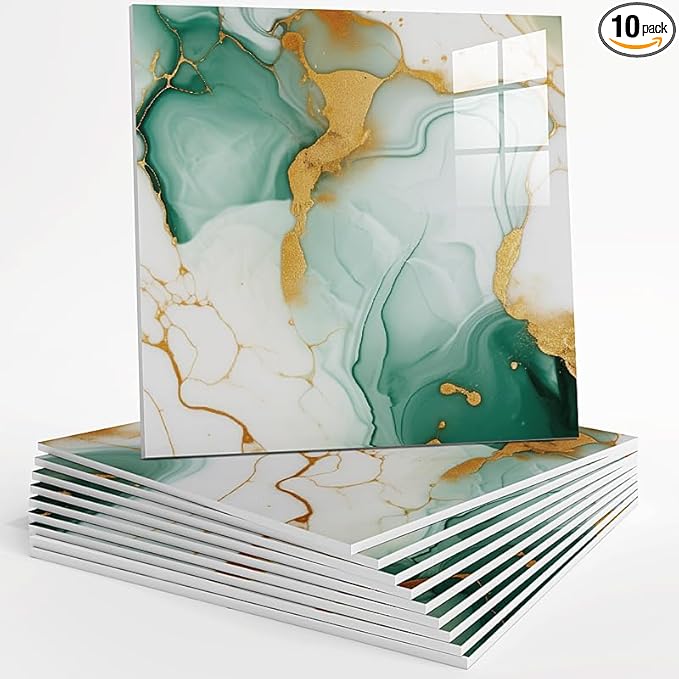 10pcs Peel and Stick Tile Shower Waterproof Marble Tiles Wall Panels, by Unknown
