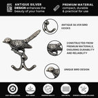 12 pcs Antique Silver Bird Decorative Wall Hooks - Image 5